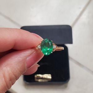 SOLD) Vintage 14kt Green CZ Ring